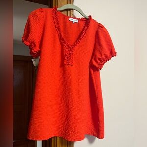 Women's Red Ruffled Blouse